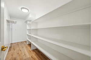 Walk in closet featuring light hardwood / wood-style flooring