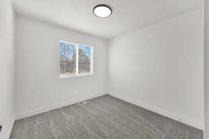 Unfurnished room featuring carpet flooring