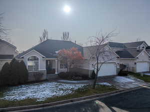 View of front of home with a garage