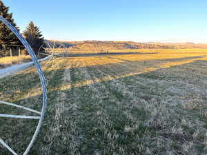 View of yard with a mountain view and a rural view
