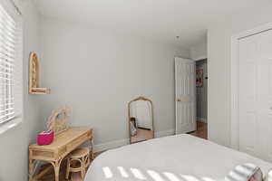 Bedroom with light wood-type flooring