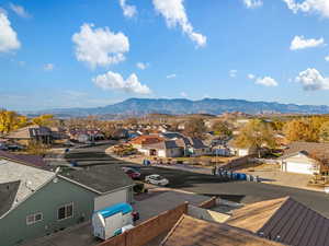 Drone / aerial view with a mountain view