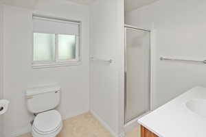 Basement bathroom with walk in shower