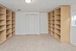 Basement bedroom - currently has lots of shelves