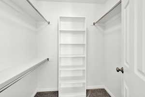 Spacious closet featuring carpet flooring