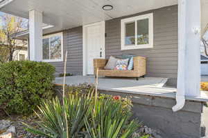 View of patio with covered porch