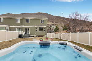 View of pool featuring a mountain view