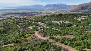 Drone / aerial view featuring a mountain view