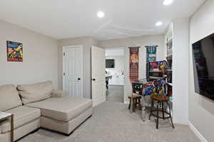 Living room with carpet flooring