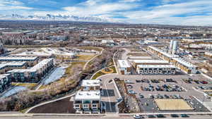 Aerial view featuring a mountain view