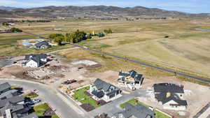 Aerial view featuring a mountain view