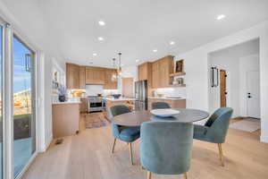 Dining room featuring light wood-type flooring