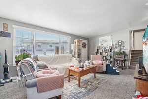 Living room featuring carpet floors