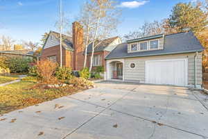 View of front of home featuring a garage