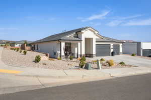 View of front facade with a garage