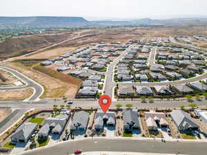 Aerial view featuring a mountain view