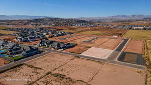 Bird's eye view with a mountain view