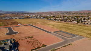 Aerial view featuring a mountain view