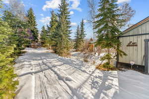 View of snow covered patio