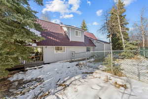 View of snow covered property