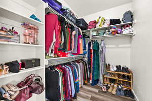 Spacious closet featuring hardwood / wood-style floors