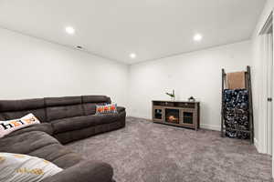 Living room with carpet flooring