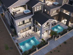 Private backyard with pool*Rendering