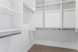 Spacious closet with carpet flooring