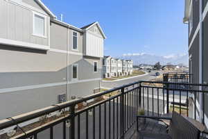 Balcony with a mountain view