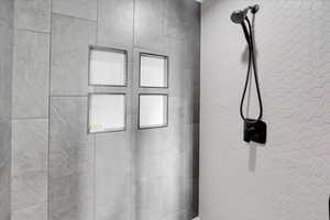 Room details with tiled shower