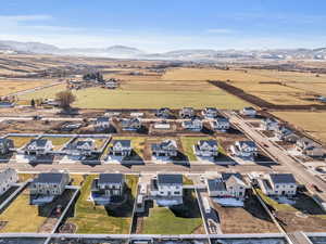 Drone / aerial view featuring a mountain view