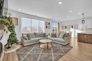 Living room with hardwood / wood-style floors and a wealth of natural light