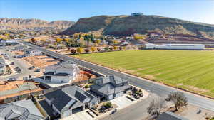 Aerial view featuring a mountain view