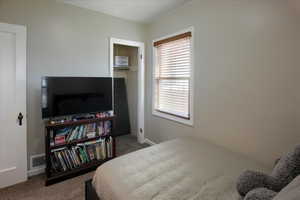 Bedroom with carpet flooring