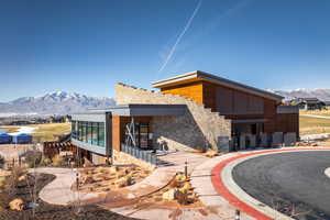 Rear view of house with a mountain view