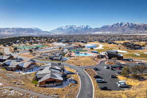 Drone / aerial view featuring a mountain view