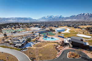 Birds eye view of property with a mountain view