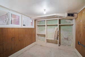 Basement with wood walls