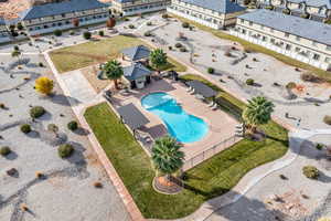 Birds eye view of property