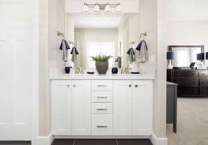 Bathroom with vanity and a healthy amount of sunlight