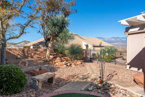 View of yard with a mountain view