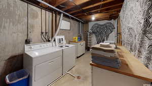 Clothes washing area with separate washer and dryer