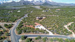 Aerial view with a mountain view