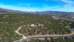 Aerial view featuring a mountain view