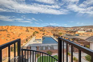 Exterior space featuring a mountain view