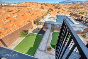 Exterior space featuring a mountain view