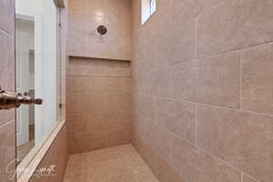 Bathroom with a tile shower