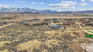 Drone / aerial view with a mountain view