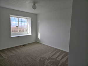 Bedroom 2 room with carpet floors and a textured ceiling