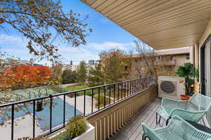 Balcony featuring ac unit